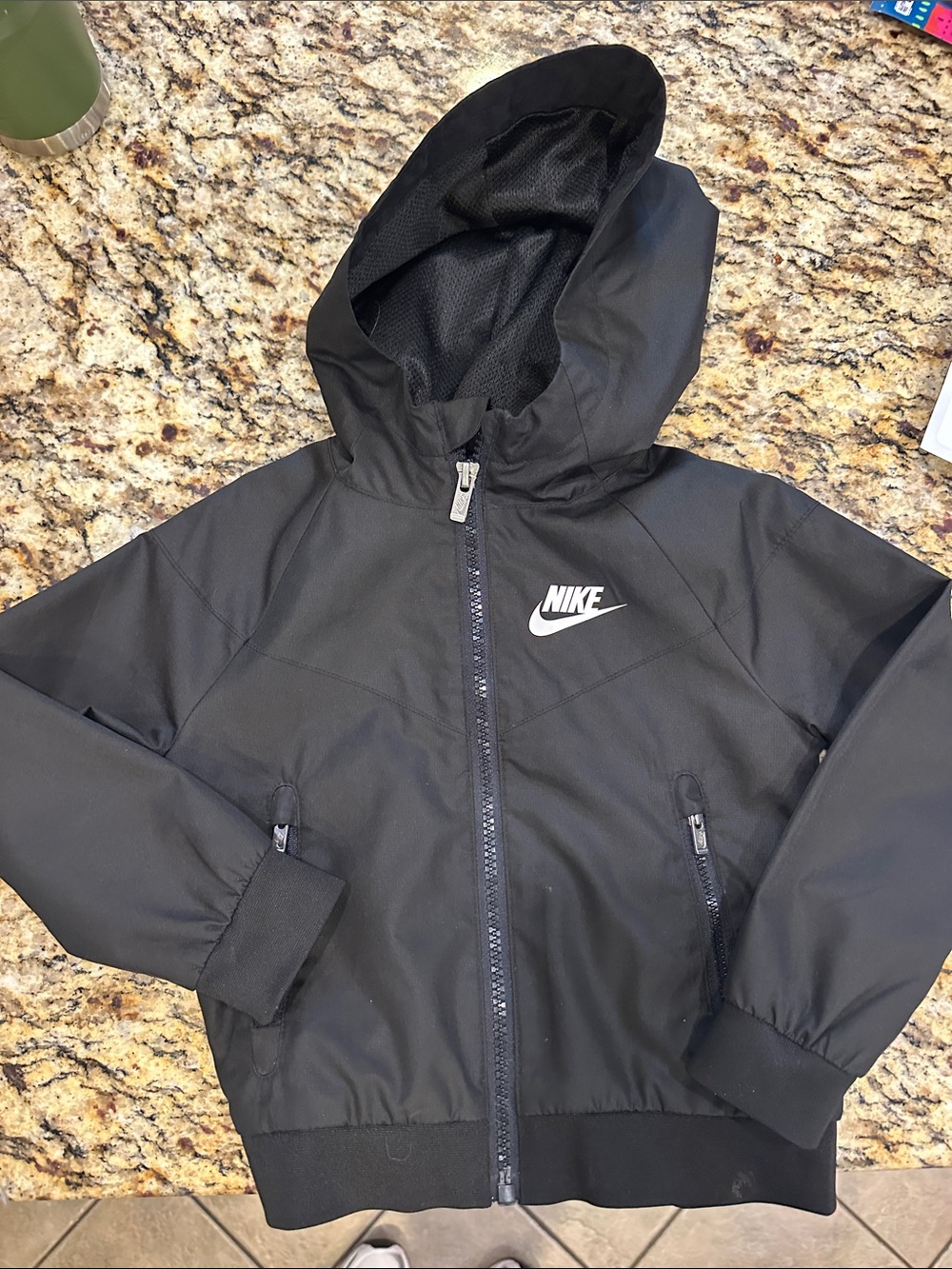 Nike Black Hooded Jacket with White Swoosh